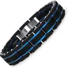 Image de Bracelet Homme - COOLMAN - Acier Inoxydable - Bleu & Noir - Réglable 16.5-17.8Cm - Avec Boîte-Cadeau