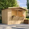 Image de Maison De Jardin En Bois, Grand Stand De Vendeur Avec Comptoir H232x336x263 Cm/6m2, Timbela M150