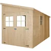 Image de TIMBELA M340+M340G Abri de Jardin en Bois Naturel (sans paroi latérale) PLUS LES PLANCHERS IMPRÉGNÉ - H243x216x416 cm/8 m2