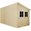 Image de Abri de Jardin en Bois Naturel(avec paroi latérale) PLUS LES PLANCHERS IMPRÉGNÉ - H244x218x416 cm/8 m2 - TIMBELA M340A+M340G