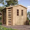 Image de Abri de jardin en bois 353 m² + Bûcher 097 m² TIMBELA - 206x272 cm - Pin / épicéa - Ep. 19 mm - Plancher inclus - M386C+M386G
