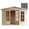 Image de Abri De Jardin En Bois 6 M2 - L332xp222xh232cm - Avec Sol, Avec Des Bardeaux Bitumineux Gris - Timbela M334fb+h334fbgrey