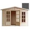 Image de Abri De Jardin En Bois 6 M2 - L332xp222xh232cm-avec Sol, Avec Des Bardeaux Bitumineux Noir- Timbela M334fb+h334fbblack