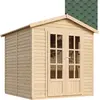 Image de Abri De Jardin En Bois 4 M2 - L233xp222xh233cm -avec Sol, Avec Des Bardeaux Bitumineux Vert- Timbela M351fb+h351fbgreen