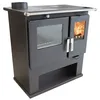 Image de Poêle à Bois Verso CS - 77 kW Plaque Supérieure en Métal Four en Acier Inox Chauffage Efficace et Sortie Fumée à Gauche