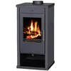 Image de Poêle à bois V05 Vanessa   9 kW avec panneaux latéraux noirs peints et grande vitre frontale