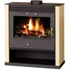 Image de Poêle à bois V05 Rubin   13 kW avec panneaux latéraux peints ivoire et grande fenêtre panoramique frontale