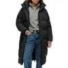 Image de Manteau dhiver - SUPERDRY - Hooded Longline Puffer - Coupe ample - Fentes latérales à pressions - Noir