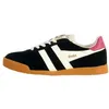 Image de Basket Basse Cuir Gola Elan - Noir Blanc Cassé Fuschia