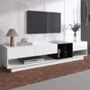 Image de Meuble TV ModernLuxe 190cm - 3 tiroirs et 2 compartiments - Style contemporain - blanc brillant & noir