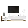 Image de Meuble tv blanc+naturel 170 cm led panneau de particules meuble tv bicolore