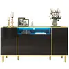 Image de Buffet 4 porte(s) 1 tiroir(s) - 150 cm noir led mdf buffet noir