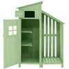Image de Abri de jardin en bois de sapin - remise à outils avec 2 étagères intégrées - H 173 cm - toit imperméable en PVC - Vert