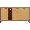 Image de Buffet 2 porte(s) 3 tiroir(s) - 160 cm naturel led panneau de particules buffet naturel