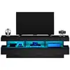 Image de Meuble tv noir 160 cm led panneau de particules meuble tv noir