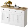 Image de Buffet 3 porte(s) 2 tiroir(s) - 120 cm blanc panneau de particules buffet blanc
