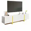 Image de Meuble tv blanc+doré 190 cm mdf meuble tv bicolore