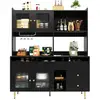 Image de Buffet de cuisine 4 portes 5 tiroirs - 145 cm noir mdf buffet de cuisine noir