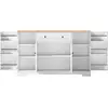 Image de Buffet de cuisine 4 portes 1 tiroir - 138 cm blanc+naturel mdf buffet de cuisine bicolore