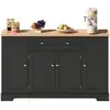 Image de Buffet de cuisine 4 portes 1 tiroir - 138 cm noir mdf buffet de cuisine noir