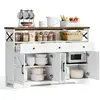 Image de Buffet de cuisine 4 portes 3 tiroirs - 140 cm blanc mdf buffet de cuisine blanc