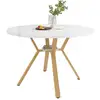 Image de Table de séjour ronde fixe blanc - 100x100-100max.cm table blanc