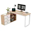 Image de Bureau d'angle 147 cm coloris naturel+blanc bureau bicolore