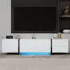 Image de Meuble TV - MODERNLUXE - 170x30x39 cm - LED - 4 portes et 1 tiroir - Blanc brillant