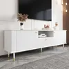 Image de Meuble TV - MODERNLUXE - 170x36x545 cm - 1 tiroir et 2 portes - Pieds métal réglables - Blanc