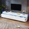 Image de Meuble TV 180x34x40cm - Avec 4 tiroirs - Avec LED - Finition brillante - Blanc