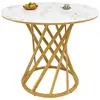 Image de Table de séjour ronde fixe doré - 80x80-80max.cm table doré