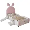 Image de Lit simple rembourré 90x200cm coloris blanc+rose lit enfant bicolore