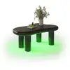 Image de Table basse forme atypique noir avec 1 tiroir - 65,5x98 cm led mdf table basse noir