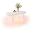 Image de Table basse forme atypique blanc avec 1 tiroir - 65,5x98 cm led mdf table basse blanc
