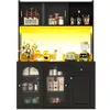Image de Buffet de cuisine 5 portes 1 tiroir - 120 cm noir led mdf et panneau de particules buffet de cuisine noir