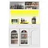 Image de Buffet de cuisine 5 portes 2 tiroirs - 120 cm blanc led mdf et panneau de particules buffet de cuisine blanc