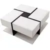 Image de Table basse carrée blanc+noir avec 4 tiroirs - 78x78 cm panneau de particules table basse bicolore