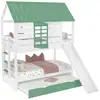 Image de Lit superposé 140x200cm coloris blanc+vert pin et mdf lit enfant bicolore
