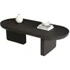 Image de Table basse ovale noir - 49,8x119,7 cm mdf table basse noir