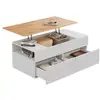 Image de Table basse relevable rectangulaire blanc+naturel - 50x100 cm panneau de particules table basse bicolore