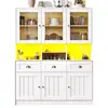Image de Buffet de cuisine 6 portes 3 tiroirs - 140 cm blanc led mdf buffet de cuisine blanc