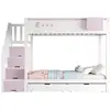 Image de Lit superposé 90x200cm coloris rose bois massif lit enfant rose