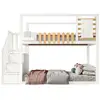 Image de Lit superposé 90x200cm coloris blanc+naturel pin et mdf lit enfant bicolore