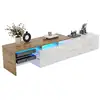 Image de Meuble tv blanc 170 cm led panneau de particules meuble tv blanc