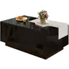 Image de Table basse rectangulaire noir avec 1 tiroir - 50x80 cm led mdf table basse noir