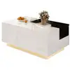 Image de Table basse rectangulaire blanc avec 1 tiroir - 50x80 cm led mdf table basse blanc