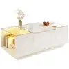 Image de Table basse rectangulaire blanc avec 2 tiroirs - 50x105 cm led panneau de particules table basse blanc