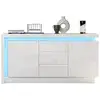 Image de Buffet 2 porte(s) 3 tiroir(s) - 140 cm blanc led panneau de particules buffet blanc