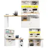 Image de Buffet de cuisine 4 portes 3 tiroirs - 120 cm blanc led mdf buffet de cuisine blanc