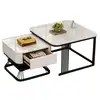 Image de Lot de 2 tables basses gigognes carrées blanc - 70x70 cm mdf table basse blanc